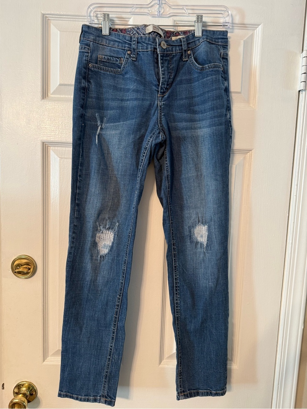 Vintage America Straight Leg Distressed Blue Jeans